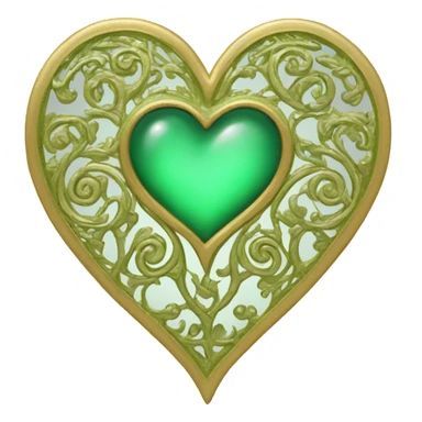 fancy gold filigree green heart sticker