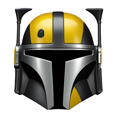 Gloss black and yellow mandalorian helmet with one antenna sticker