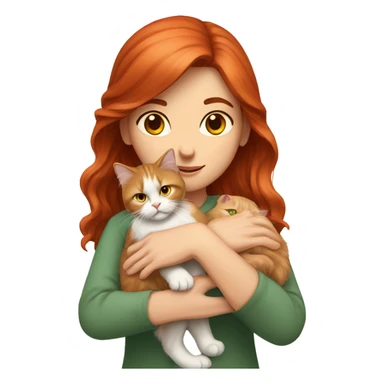 A red-haired girl holds a Persian cat in her hands sticker