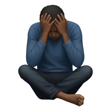 person with head in their hands sticker