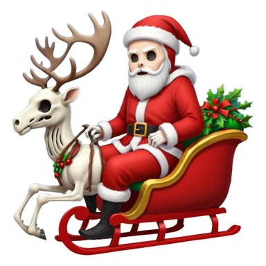Grim reaper as Santa with a sleigh and skeleton reindeer sticker