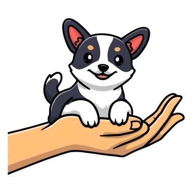 Perro en la mano sticker