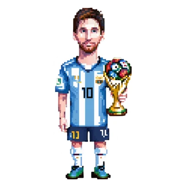 Lionel Messi with World Cup trophy sticker