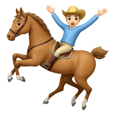 a cartoon figure tumbling from a horse sticker