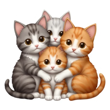 3 tiny kittens cuddling together all different colours, the first one is grey and white, the second is ginger and white and the third is brown tabby and white sticker