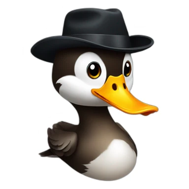 Duck with a black hat sticker