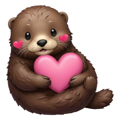 Seaotter hugging heart sticker