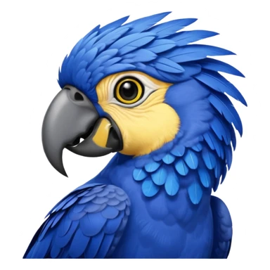 Hyacinth macaw with all blue feathers except for yellow around beak and eyes sticker