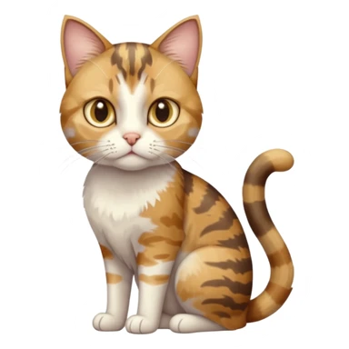 full body anxious looking colourful light calico tabby cat with hazel eyes and patchy brown tabby sections of fur sticker