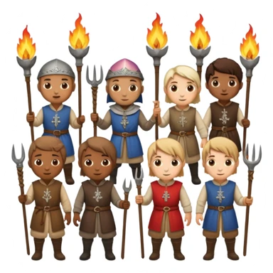 les villageois qui certains ont des fourches + torches (pas des fourches enflammer!) sapé en moyen age sticker