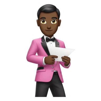 james bond in pink clothes with a an envelope in hand instead of the gun sticker
