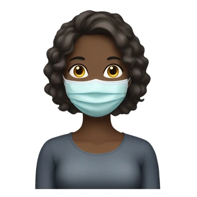 Brunette girl with face mask sticker