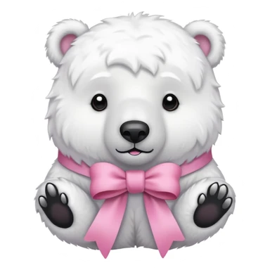 white polar bear with pink ribbon sticker