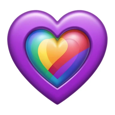 purple heart with rainbow border sticker