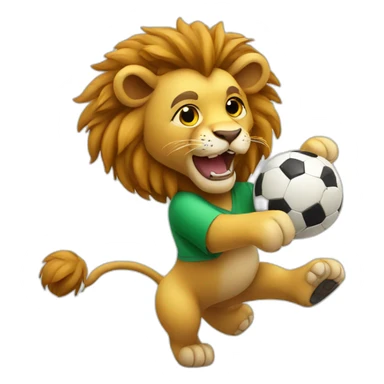 Small lion playing soccer sticker