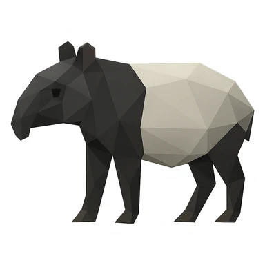 a tapir in a low-poly polygonal style, geometric and modern sticker