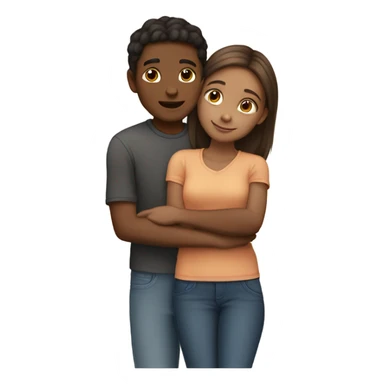 Girl mid tone skin color and boy mid tone skin color hugging sticker