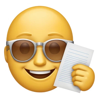 Голова Смайлика в крутых очках, держит листок на котором написано «druppi sale” и улыбается,аж искры от улыбки sticker