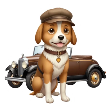 Perro con gorra y auto sticker