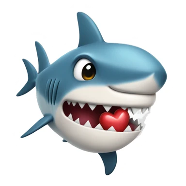 Shark holding a heart sticker