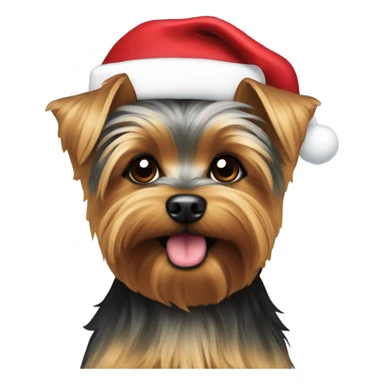 Yorkie with Santa hat sticker