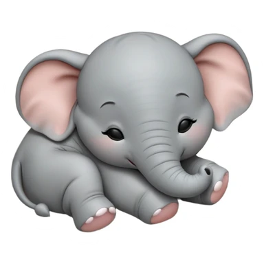 meme-worthy-cute-sleeping-baby-elephant-portrait-emoji,-head-resting-peacefully-with-a-contented-smile,-showcasing-a-delightfully-tiny-build-and-a-luxuriously-soft-gray-hide,-eyes-shut-in-a-serene,-restful-nap,-simplified sticker