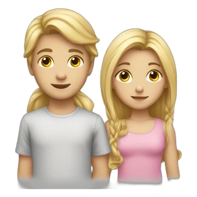boy and girl children both with long blonde hair sticker