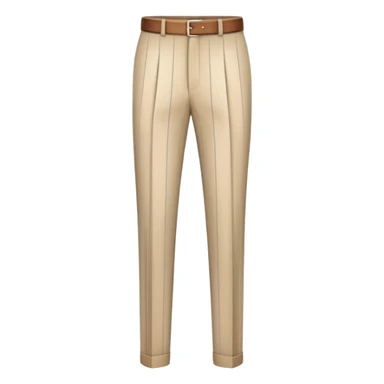 only the garment, beige dress pants with white vertical stripes, formal trousers with cuffed hem, pinstripe pattern, isolated item on white background, no model, no person sticker