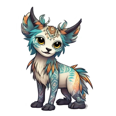 cute Kawaii edgy ethereal shy epic tribal fantasy animal fursona Fionbri creature by griffsnuff & LiLaiRa & Falvie with exotic colors with intricate patterns full body sticker