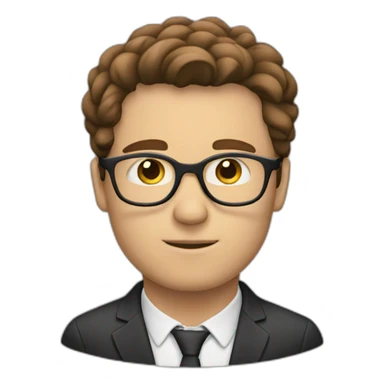  white man with brown hair wearing glasses and thinking sticker
