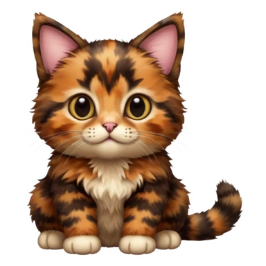 A high-resolution photo-realistic digital illustration of a brown multicoloured  tortoiseshell kitten, chest upward sticker
