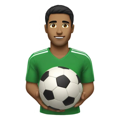 Man with tan skin with black hair and dark brown eyes playing soccer sticker
