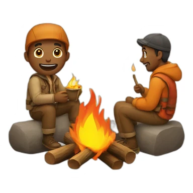 man and campfire sticker