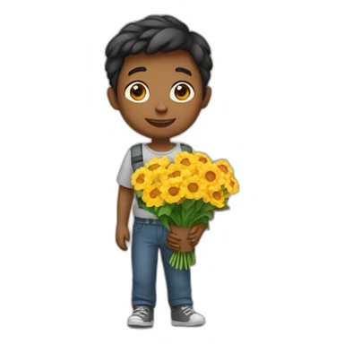 boy carry  flowers sticker
