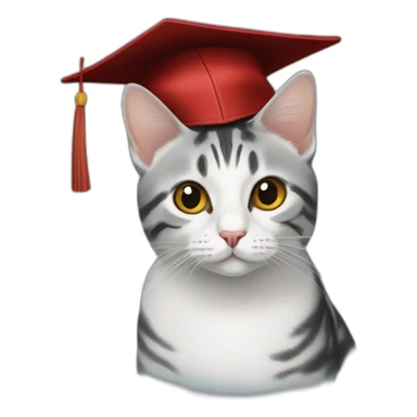 american shorthair cat in Square academic cap sticker