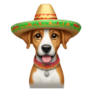 dog wearing a mexican hat sticker