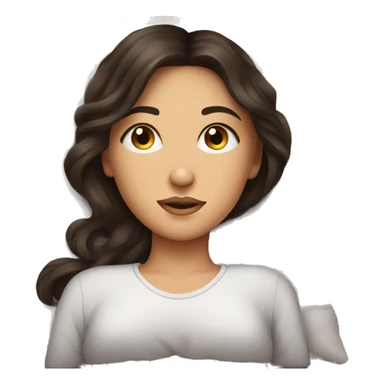 cozy brunette girl laying on pillow eyelashes sticker