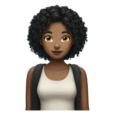 Girl with blue eyes freckles and black curly hair sticker