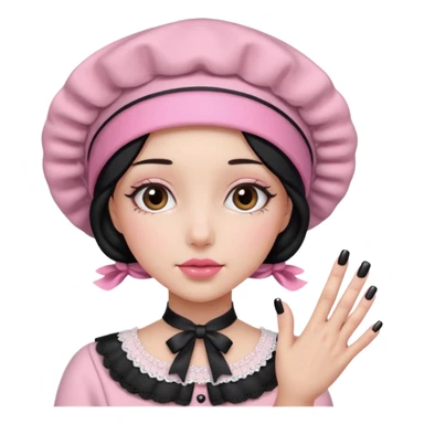 Pink bonnet black with nails sticker