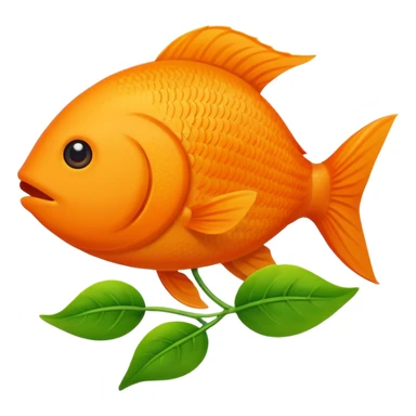 A fish holding a plant sticker