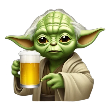 Yoda drinking beer sticker