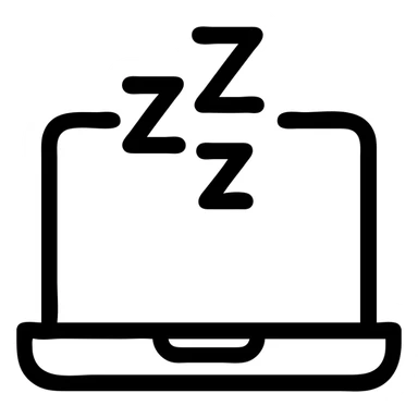 a laptop with a 'Zzz' to indicate shutting down, playful, minimal style, bold lines sticker