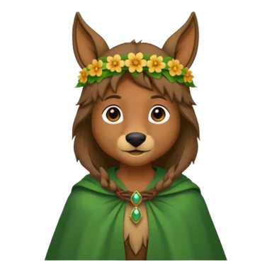 doe dressed as a druid, flower crown, green cape sticker