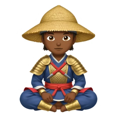 asian Samurais in Hat, Samurai kneeling  sticker