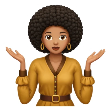 Black woman with an Afro shrugging sticker