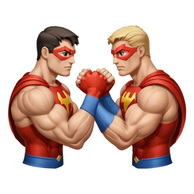 2 superheroes arm wrestling each other sticker