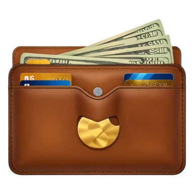 portefeuille marron avec pleins de billet et carte bancaire sticker