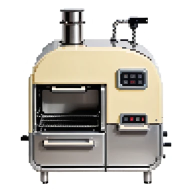 A robotic baker with stainless steel limbs, built-in mixers, and a retro-futuristic oven. The environment is industrial-chic: brushed metal surfaces, LED panels, and mechanical arms. UI mimics control panels with toggle switches, rivets, and analog dials. sticker