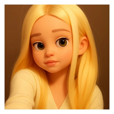 Make the image taller upwards to fully show the hair at the top and add background above, keep the same beautiful eyes and do not change the girl, preserve the 3d-emoji style sticker