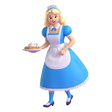 Disney's Alice in Wonderland curtseying elegantly in her blue dress with white apron sticker